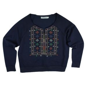 New ARTISAN DE LUXE Navy Embroidered Sweatshirt